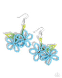 Beaded Blooms - Blue Earrings - Paparazzi Accessories Earrings Bedazzle Me Pretty Mobile Fashion Boutique