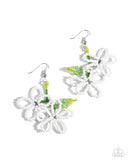 Beaded Blooms - White Earrings - Paparazzi Accessories Earrings Bedazzle Me Pretty Mobile Fashion Boutique