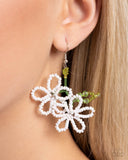 Beaded Blooms - White Earrings - Paparazzi Accessories Earrings Bedazzle Me Pretty Mobile Fashion Boutique