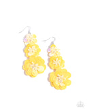 Beaded Bouquet - Yellow Earrings - Paparazzi Accessories Earrings Bedazzle Me Pretty Mobile Fashion Boutique