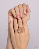 Beaded Boutonnière - Gold Ring - Paparazzi Accessories Ring Bedazzle Me Pretty Mobile Fashion Boutique