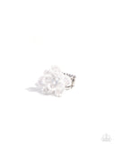 Beaded Boutonnière - White Ring - Paparazzi Accessories Ring Bedazzle Me Pretty Mobile Fashion Boutique