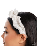 Beaded Broadcast - White Headband - Paparazzi Accessories Bedazzle Me Pretty Mobile Fashion Boutique