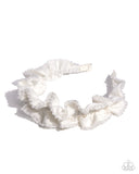 Beaded Broadcast - White Headband - Paparazzi Accessories Bedazzle Me Pretty Mobile Fashion Boutique