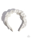 Beaded Broadcast - White Headband - Paparazzi Accessories Bedazzle Me Pretty Mobile Fashion Boutique