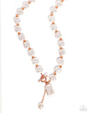 Beaming Baroque - Copper Necklace - Paparazzi Accessories Necklace Bedazzle Me Pretty Mobile Fashion Boutique