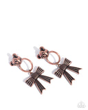 Bear in Mind - Copper Post Earrings - Paparazzi Accessories Post Earrings Bedazzle Me Pretty Mobile Fashion Boutique
