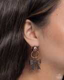 Bear in Mind - Copper Post Earrings - Paparazzi Accessories Post Earrings Bedazzle Me Pretty Mobile Fashion Boutique