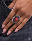 Beautiful Bloom - Red Ring - Paparazzi Accessories Ring Bedazzle Me Pretty Mobile Fashion Boutique