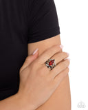 Beggin for Bling - Red Ring - Paparazzi Accessories Ring Bedazzle Me Pretty Mobile Fashion Boutique