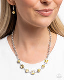Bejeweled Bravado - Yellow Necklace - Paparazzi Accessories Necklace Bedazzle Me Pretty Mobile Fashion Boutique