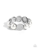 Believable Bling - White Bracelet - Paparazzi Accessories Bracelet Bedazzle Me Pretty Mobile Fashion Boutique