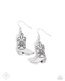Beloved Boots - Silver Earrings - Paparazzi Accessories Earrings Bedazzle Me Pretty Mobile Fashion Boutique