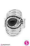 Belt It Out - Black Ring - Paparazzi Accessories Ring Bedazzle Me Pretty Mobile Fashion Boutique