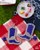 Benevolent Boot - Blue Earrings - Paparazzi Accessories Earrings Bedazzle Me Pretty Mobile Fashion Boutique