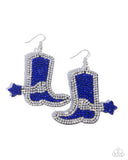 Benevolent Boot - Blue Earrings - Paparazzi Accessories Earrings Bedazzle Me Pretty Mobile Fashion Boutique