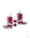 Benevolent Boot - Red Earrings - Paparazzi Accessories Earrings Bedazzle Me Pretty Mobile Fashion Boutique