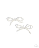 Better Ballerina - White Post Earrings - Paparazzi Accessories Post Earrings Bedazzle Me Pretty Mobile Fashion Boutique