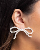 Better Ballerina - White Post Earrings - Paparazzi Accessories Post Earrings Bedazzle Me Pretty Mobile Fashion Boutique