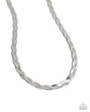 Bewildering Braid - Silver Necklace - Paparazzi Accessories Necklace Bedazzle Me Pretty Mobile Fashion Boutique