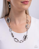 Big Fan of Yours -Silver Necklace - Paparazzi Accessories Necklace Bedazzle Me Pretty Mobile Fashion Boutique