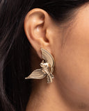 Bird of PLAY - Gold Post Earrings - Paparazzi Accessories Post Earrings Bedazzle Me Pretty Mobile Fashion Boutique