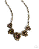Blatant Botanicals - Brass Necklace - Paparazzi Accessories Necklace Bedazzle Me Pretty Mobile Fashion Boutique