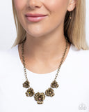 Blatant Botanicals - Brass Necklace - Paparazzi Accessories Necklace Bedazzle Me Pretty Mobile Fashion Boutique