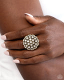 Blingy Bouquet - Brass Ring - Paparazzi Accessories Ring Bedazzle Me Pretty Mobile Fashion Boutique