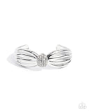 Blingy Breadth - White Bracelet - Paparazzi Accessories Bracelet Bedazzle Me Pretty Mobile Fashion Boutique