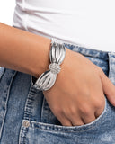 Blingy Breadth - White Bracelet - Paparazzi Accessories Bracelet Bedazzle Me Pretty Mobile Fashion Boutique