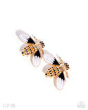 Blissful Bee - Gold Clip-On Earrings - Paparazzi Accessories Clip-On Earrings Bedazzle Me Pretty Mobile Fashion Boutique