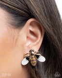 Blissful Bee - Gold Clip-On Earrings - Paparazzi Accessories Clip-On Earrings Bedazzle Me Pretty Mobile Fashion Boutique