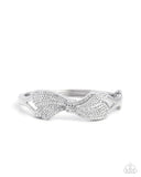 Blissful Bow - White Bracelet - Paparazzi Accessories Bracelet Bedazzle Me Pretty Mobile Fashion Boutique