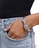 Blissful Bow - White Bracelet - Paparazzi Accessories Bracelet Bedazzle Me Pretty Mobile Fashion Boutique