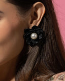 Blooming Backdrop - Black Post Earrings - Paparazzi Accessories Post Earrings Bedazzle Me Pretty Mobile Fashion Boutique