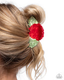 Blooming Baddie - Red Hair Clip - Paparazzi Accessories Hair Clip Bedazzle Me Pretty Mobile Fashion Boutique