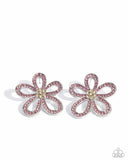 Blooming Belle - Pink Post Earrings - Paparazzi Accessories Post Earrings Bedazzle Me Pretty Mobile Fashion Boutique