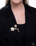 Blooming Boutonniere - Gold Brooch - Paparazzi Accessories Brooch Bedazzle Me Pretty Mobile Fashion Boutique