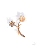 Blooming Boutonniere - Gold Brooch - Paparazzi Accessories Brooch Bedazzle Me Pretty Mobile Fashion Boutique