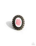 Blooming Brooch - Brass Ring - Paparazzi Accessories Ring Bedazzle Me Pretty Mobile Fashion Boutique
