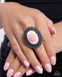 Blooming Brooch - Pink Ring - Paparazzi Accessories Ring Bedazzle Me Pretty Mobile Fashion Boutique
