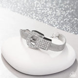 Boldly Buckled - White Bracelet - Paparazzi Accessories Bracelet Bedazzle Me Pretty Mobile Fashion Boutique