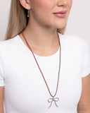 Bolo Bow - Brown Necklace - Paparazzi Accessories Necklace Bedazzle Me Pretty Mobile Fashion Boutique