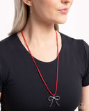 Bolo Bow - Red Necklace - Paparazzi Accessories Necklace Bedazzle Me Pretty Mobile Fashion Boutique