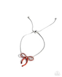 Bombshell Bow - Red Bracelet - Paparazzi Accessories Bedazzle Me Pretty Mobile Fashion Boutique