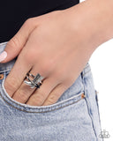 Boot Beginning - Black Ring - Paparazzi Accessories Ring Bedazzle Me Pretty Mobile Fashion Boutique