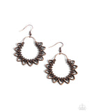 Botanical Tambourine - Copper Earrings - Paparazzi Accessories Earrings Bedazzle Me Pretty Mobile Fashion Boutique