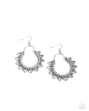 Botanical Tambourine - Silver Earrings - Paparazzi Accessories Earrings Bedazzle Me Pretty Mobile Fashion Boutique