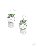 Bouquet Beholder - White Earrings - Paparazzi Accessories Earrings Bedazzle Me Pretty Mobile Fashion Boutique